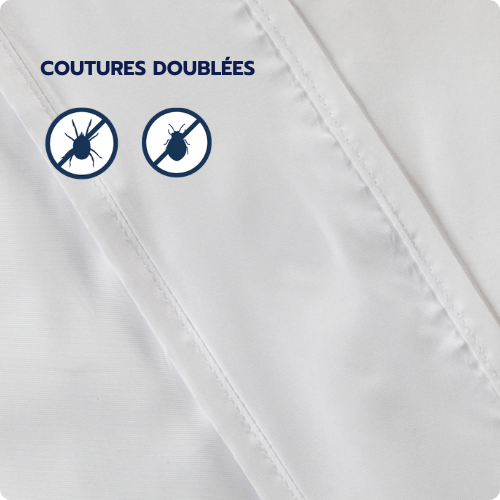 Housse anti punaises de lit avec couture doublées renforce le coté hermétique de la housse et sa durabilité.