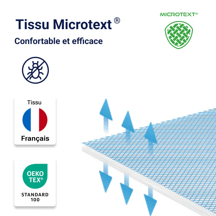 Tissu de housse anti-punaises de lit respirant confortable, français et sans traitement chimique