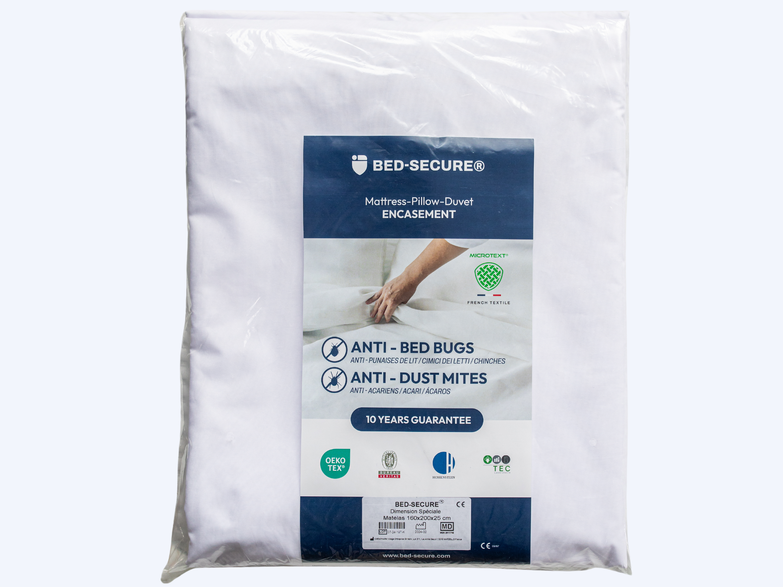 Packaging d'une housse anti-punaises de lit de qualité médicale BED-SECURE®